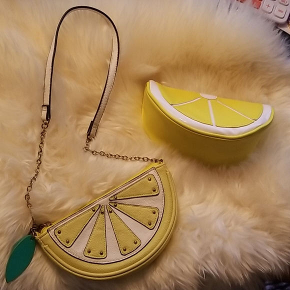 None Handbags - Adorable Lemon Set makeup bag and little purse!!